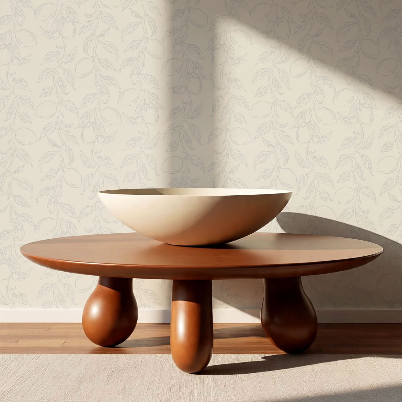 Ruby Rustic Lemons Cream Wallpaper