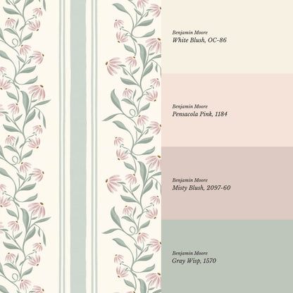 Rumi Climbing Coneflowers Butter Sage Wallpaper