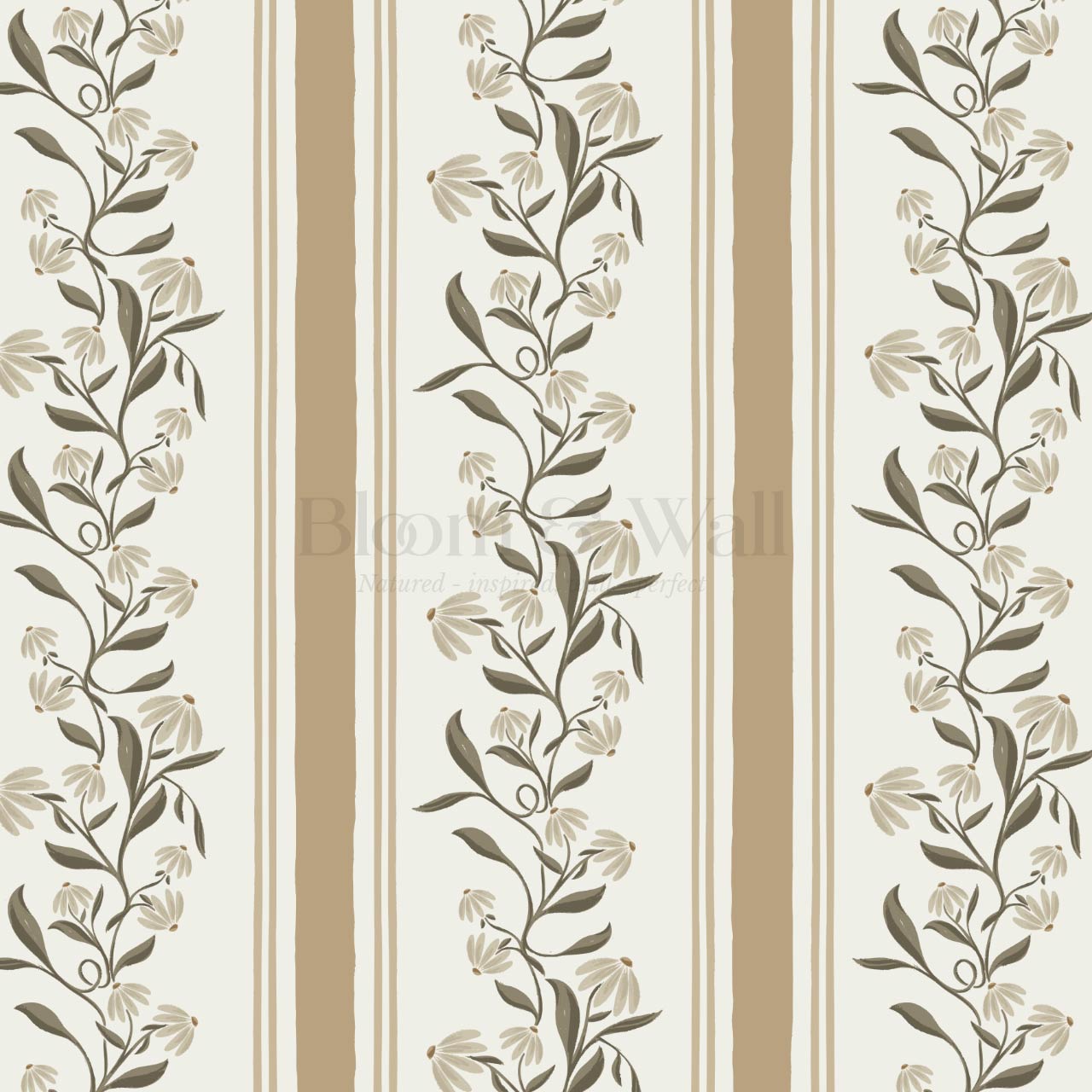 Rumi Climbing Coneflowers Grey Brown Wallpaper