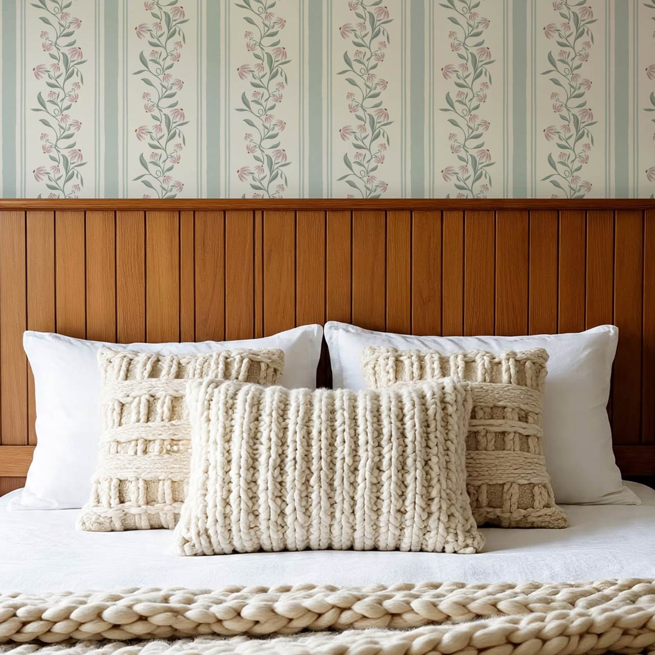 Rumi Climbing Coneflowers Butter Sage Wallpaper