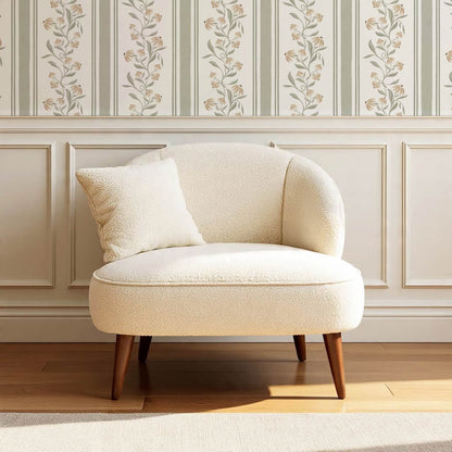 Rumi Climbing Coneflowers Sage Off-White Wallpaper