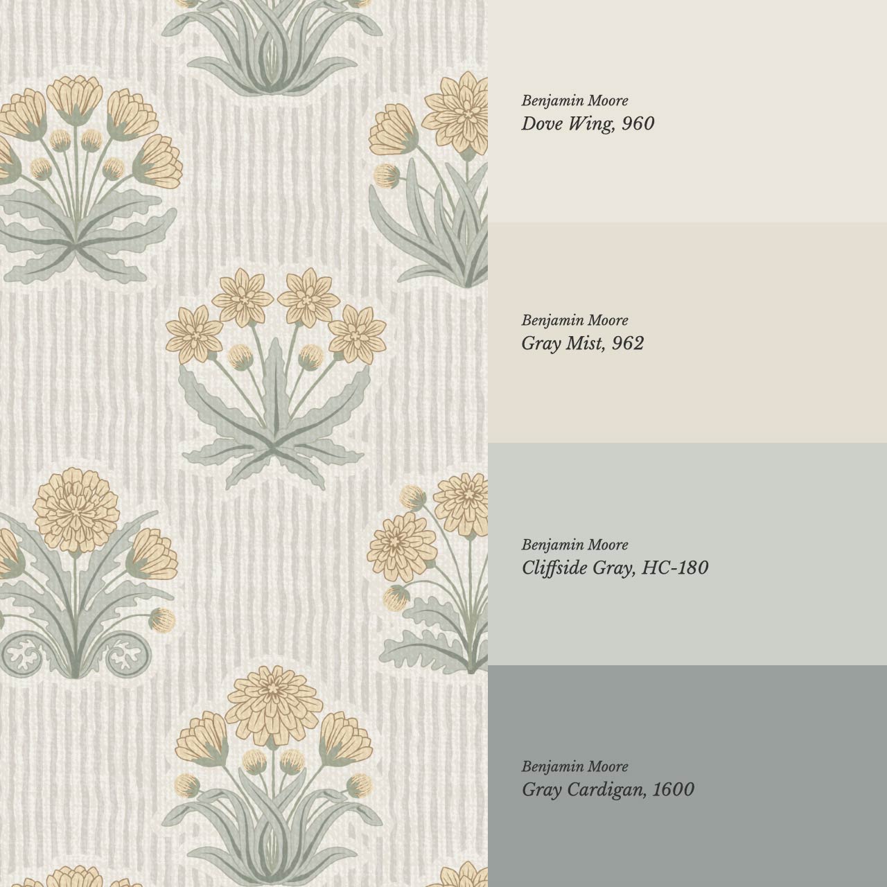 Runa Retro Prairie Folk Flower Honey Ivory Wallpaper