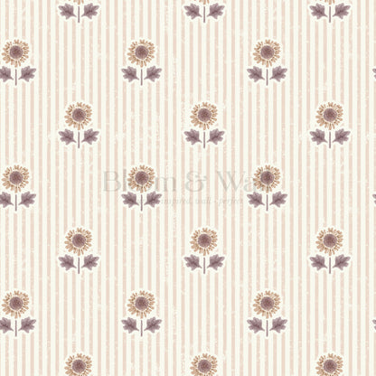 Ruth Floral Textured Stripes Mauve Wallpaper