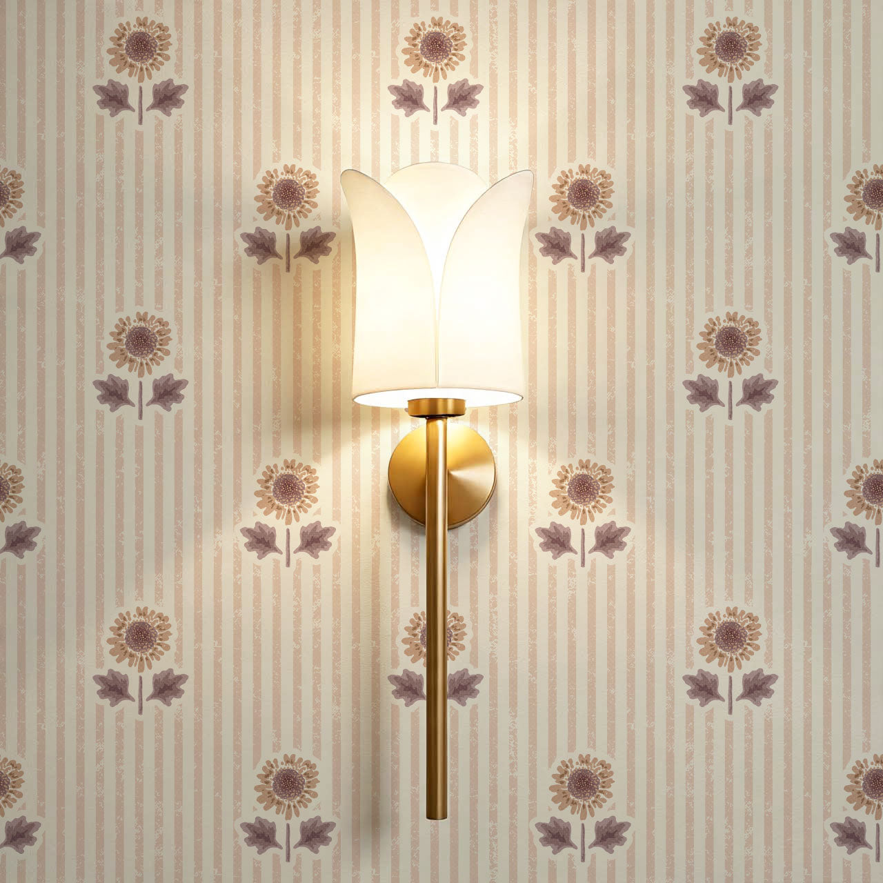 Ruth Floral Textured Stripes Mauve Wallpaper
