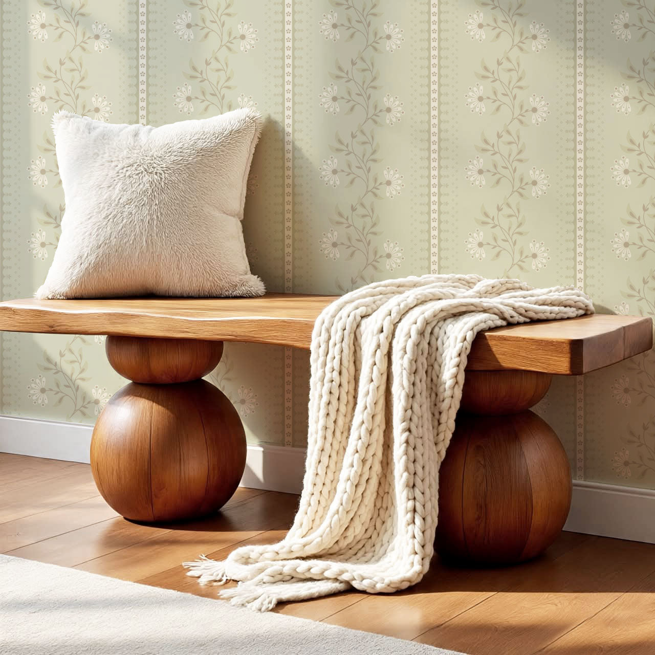 Ruth Serenade in Bloom Sage Wallpaper