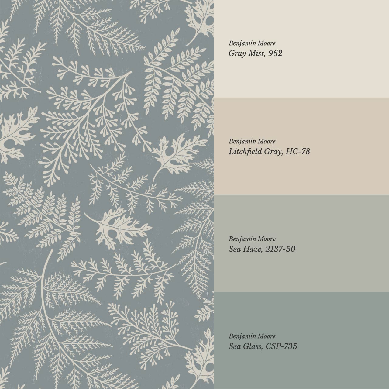 Sabela Woodland Ferns Sea Glass Ivory Wallpaper