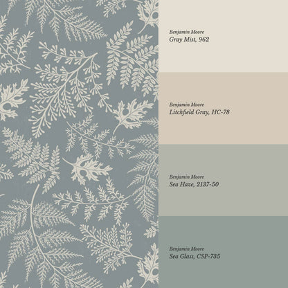 Sabela Woodland Ferns Sea Glass Ivory Wallpaper