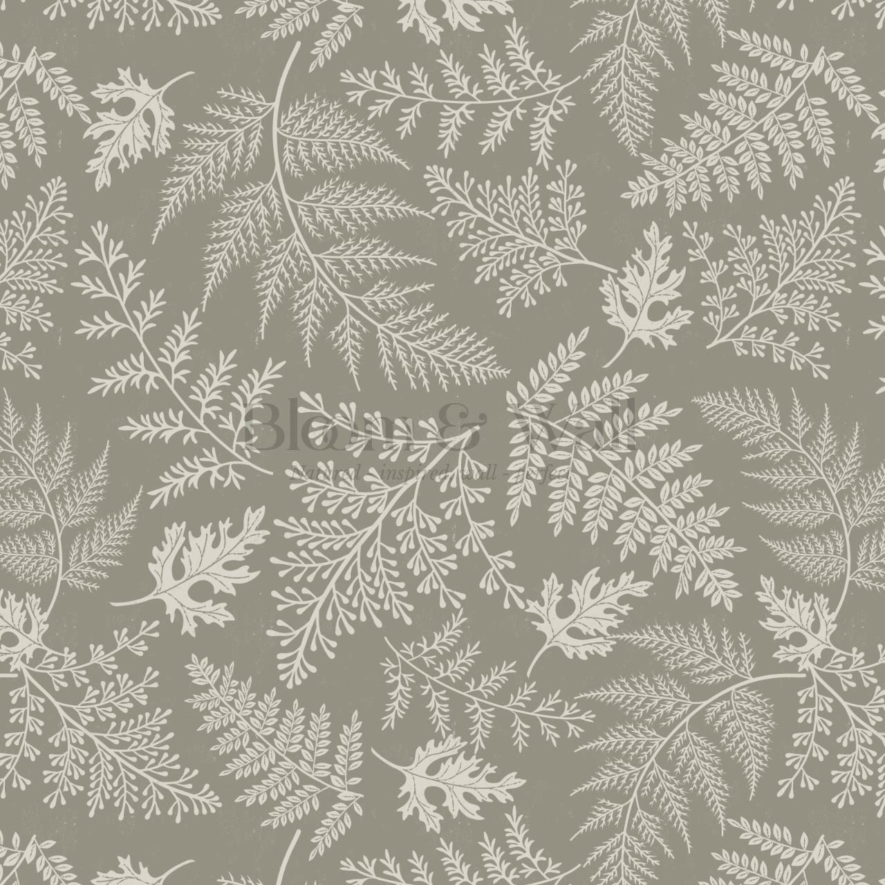 Sabela Woodland Ferns Stone Ivory Wallpaper