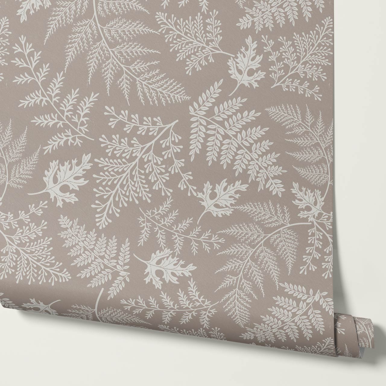Sabela Woodland Ferns Pale Mauve Stone Wallpaper