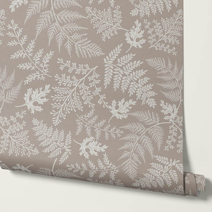 Sabela Woodland Ferns Pale Mauve Stone Wallpaper