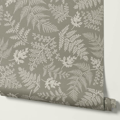Sabela Woodland Ferns Stone Ivory Wallpaper