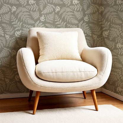 Sabela Woodland Ferns Stone Ivory Wallpaper