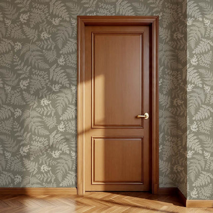Sabela Woodland Ferns Stone Ivory Wallpaper