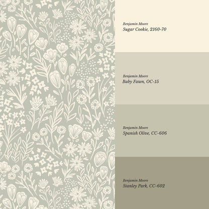 Sabella Summer Memories Vintage Olive Butter Wallpaper