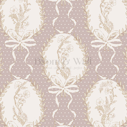 Saioa Rosie Posie Mauve Cream Beige Wallpaper