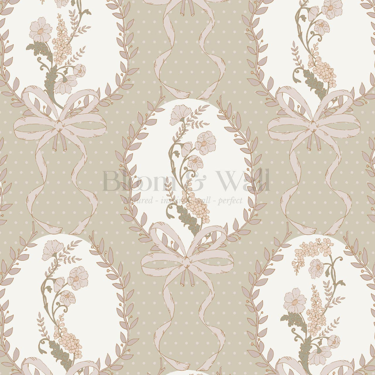 Saioa Rosie Posie Taupe Cream Plum Wallpaper