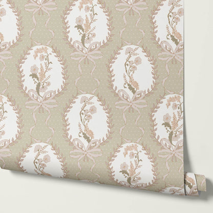Saioa Rosie Posie Taupe Cream Plum Wallpaper