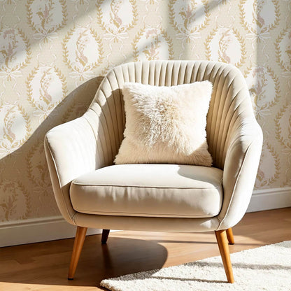 Saioa Rosie Posie Beige Cream Honey Wallpaper