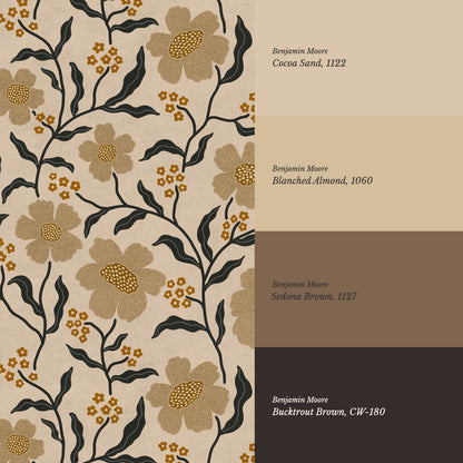 Salma Bloomery Vines Beige Brown Wallpaper