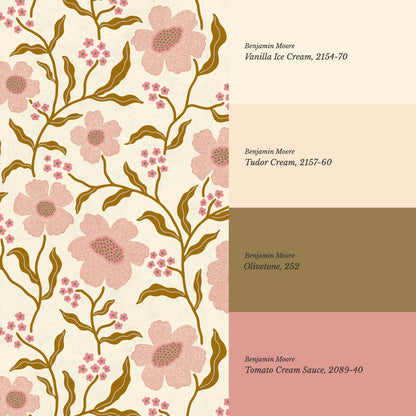 Salma Bloomery Vines Pastel Blush Wallpaper