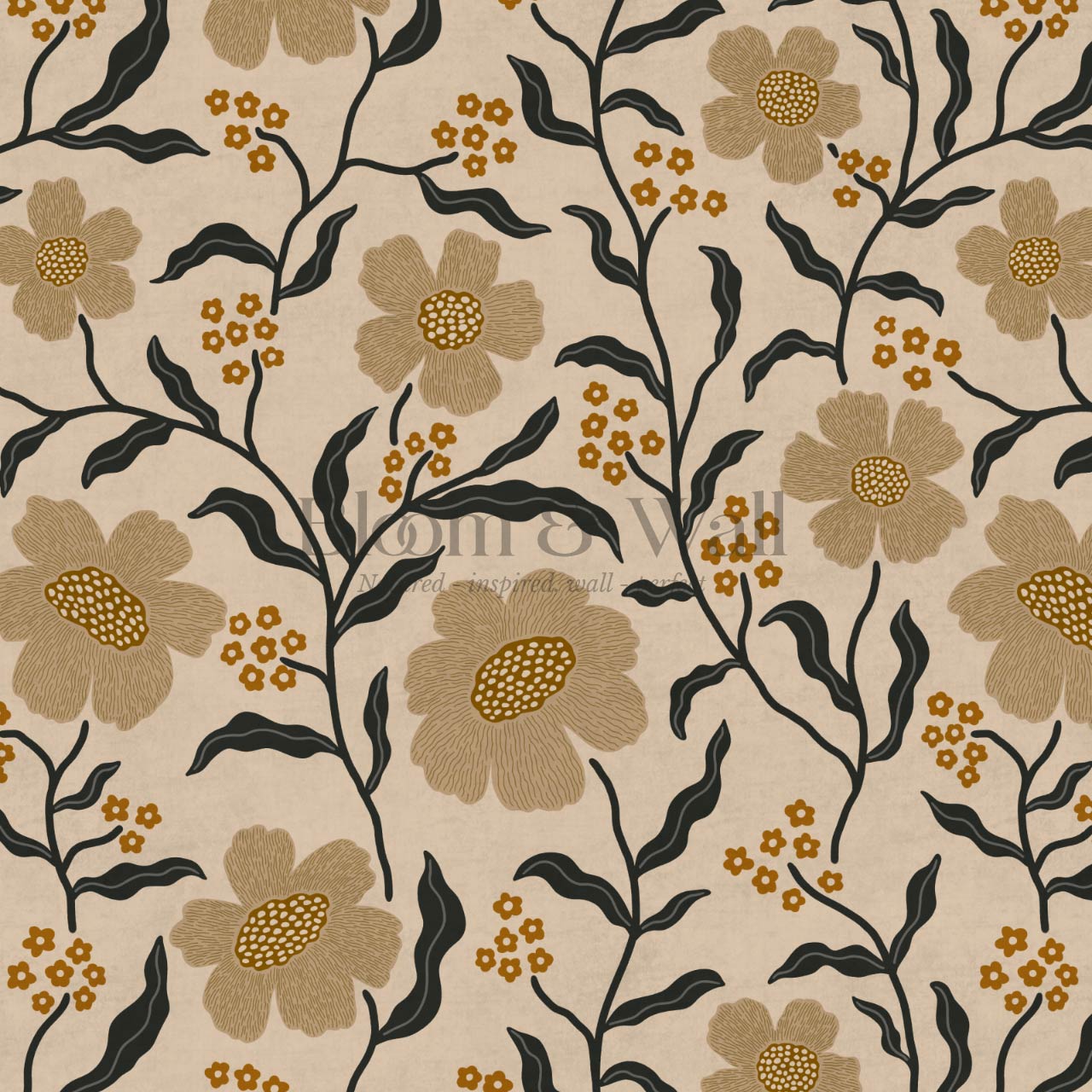 Salma Bloomery Vines Beige Brown Wallpaper