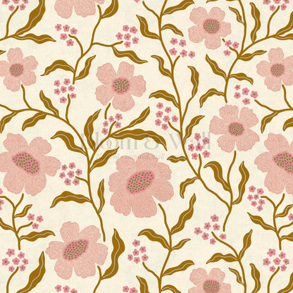 Salma Bloomery Vines Pastel Blush Wallpaper