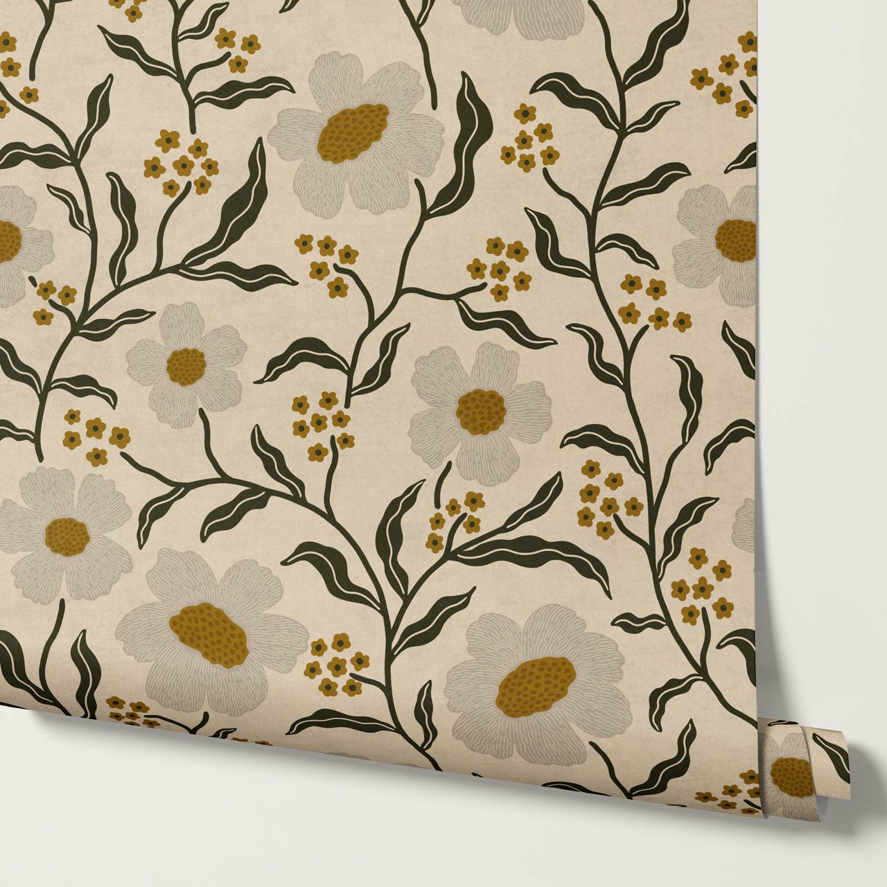 Salma Bloomery Vines Beige Earth Wallpaper