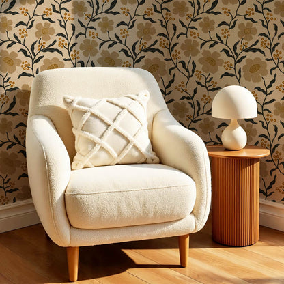 Salma Bloomery Vines Beige Brown Wallpaper
