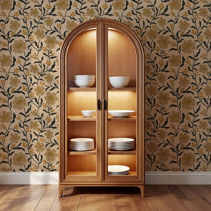 Salma Bloomery Vines Beige Brown Wallpaper