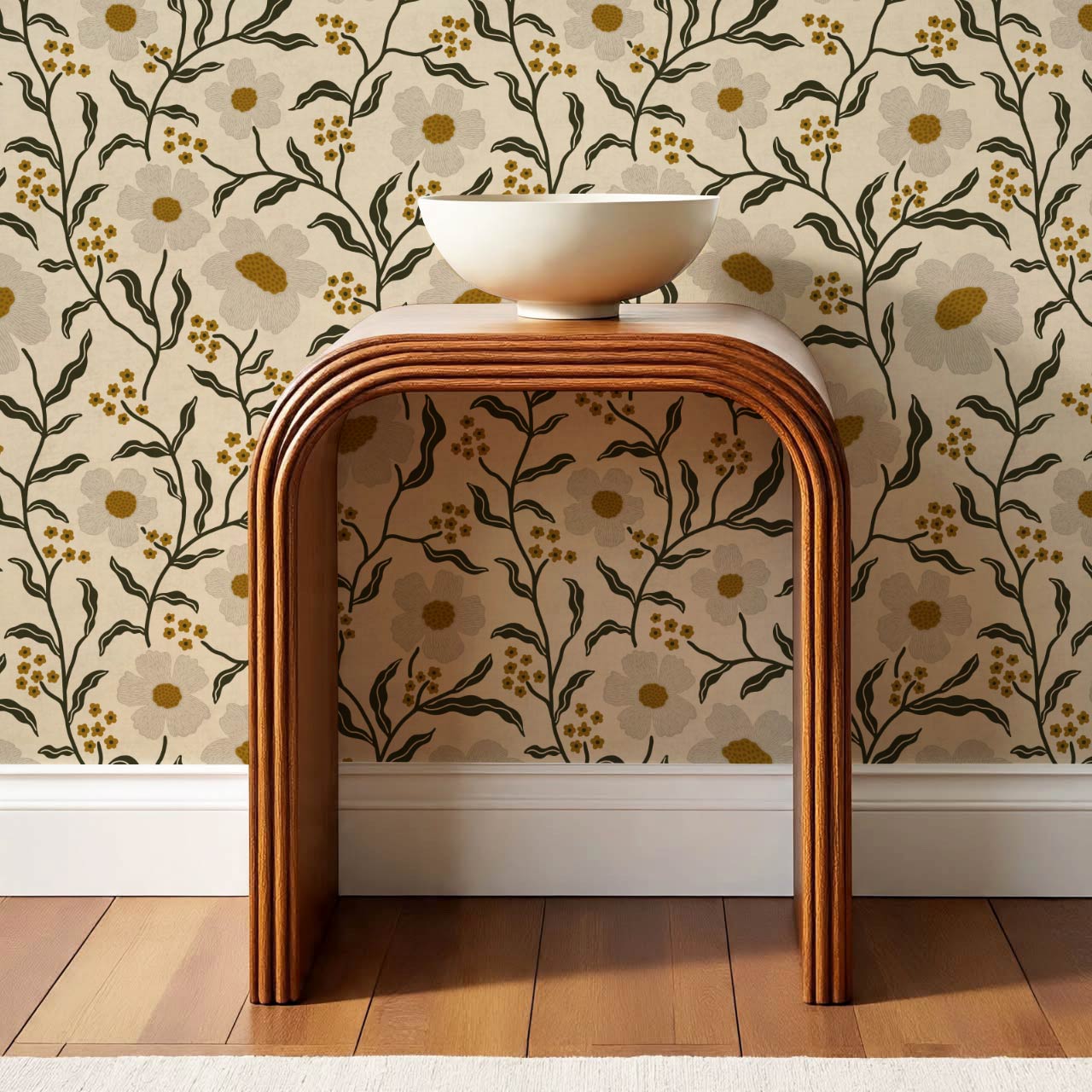 Salma Bloomery Vines Beige Earth Wallpaper
