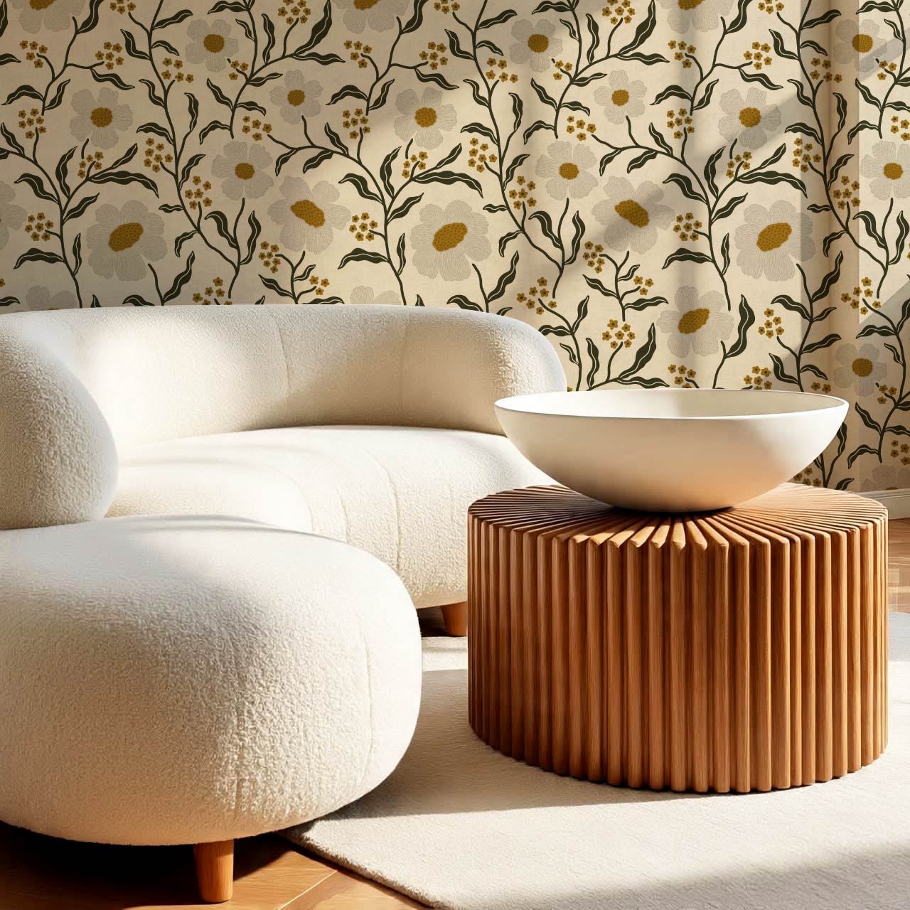 Salma Bloomery Vines Beige Earth Wallpaper