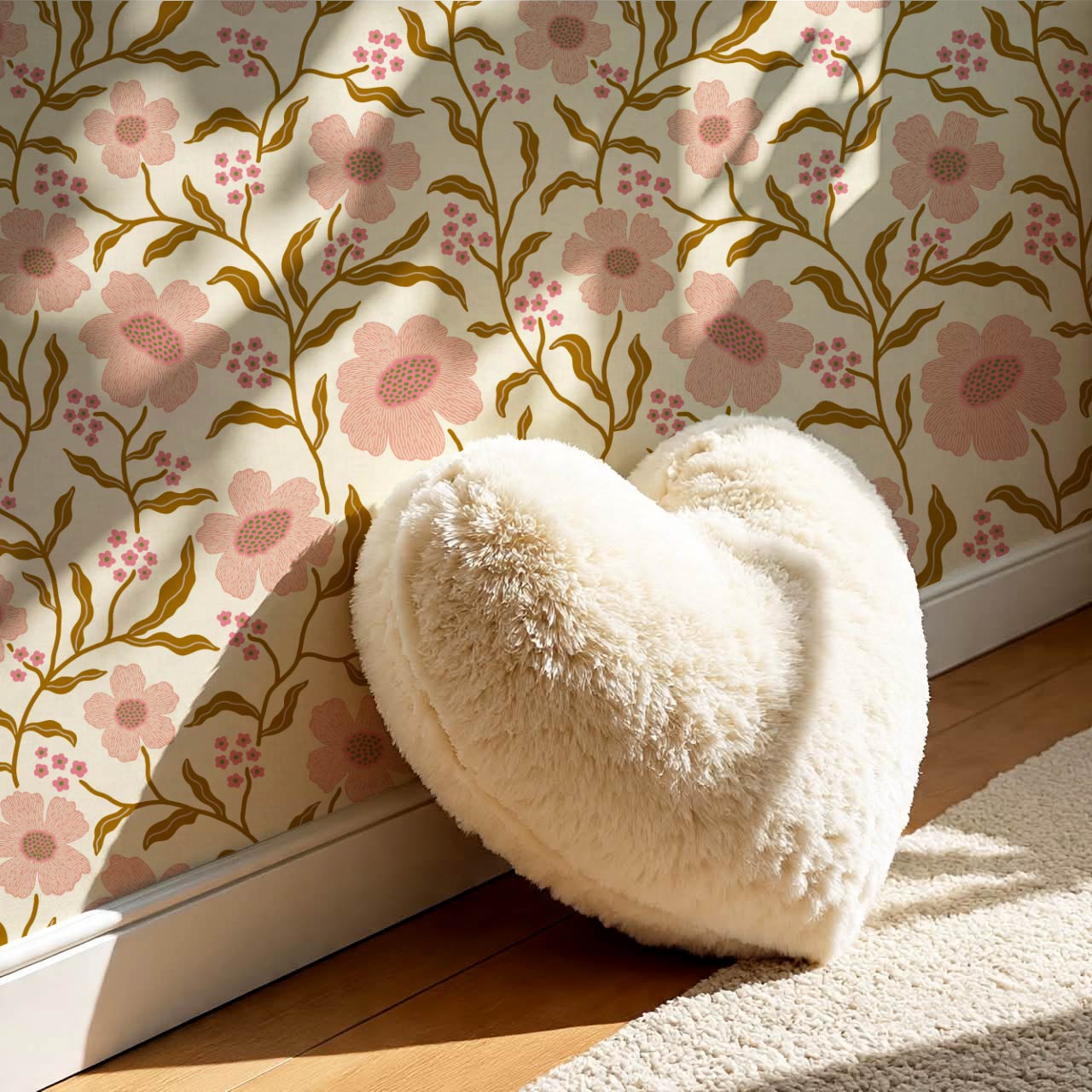 Salma Bloomery Vines Pastel Blush Wallpaper