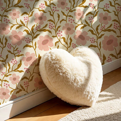 Salma Bloomery Vines Pastel Blush Wallpaper