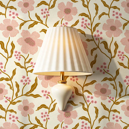 Salma Bloomery Vines Pastel Blush Wallpaper