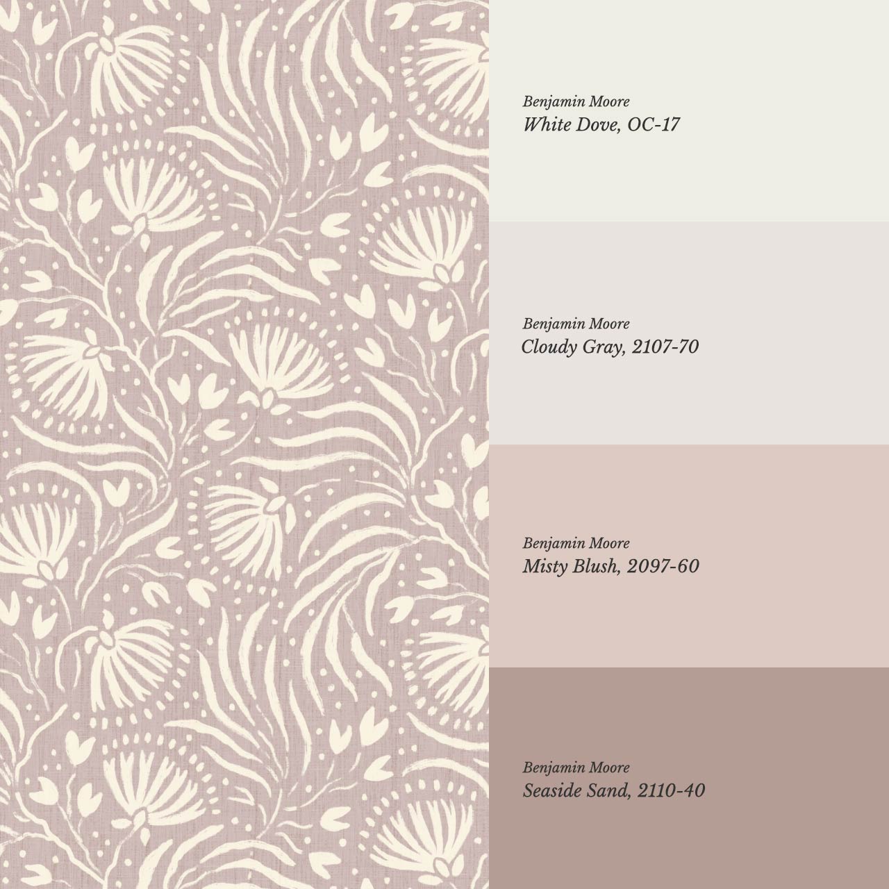 Salome Botanical Silhouettes Mauve Cream Wallpaper