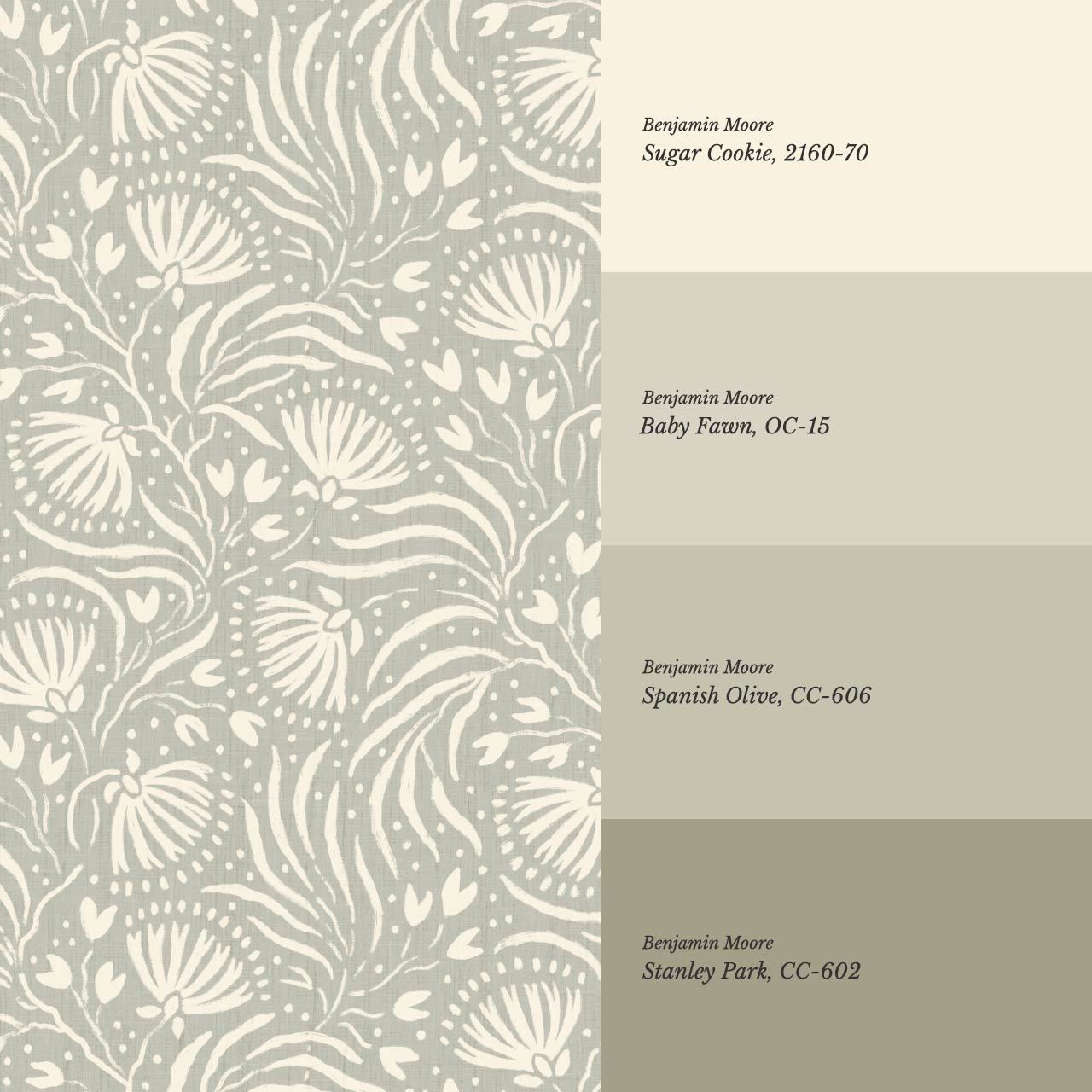 Salome Botanical Silhouettes Soft Olive Butter Wallpaper