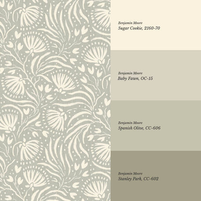 Salome Botanical Silhouettes Soft Olive Butter Wallpaper