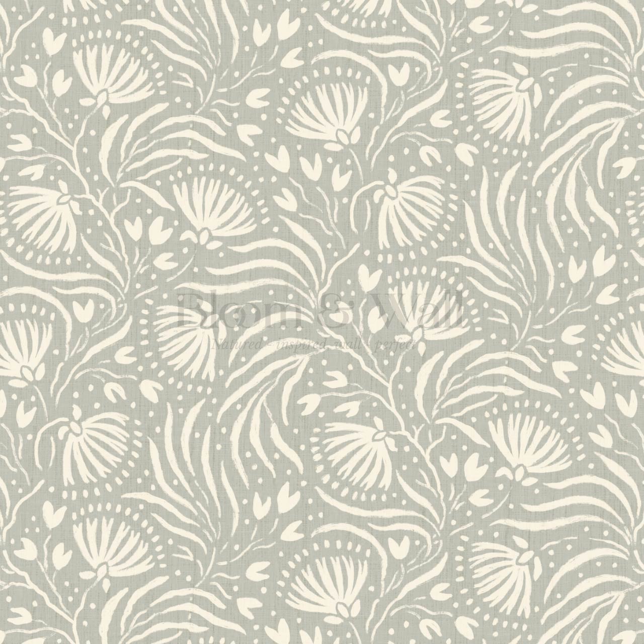 Salome Botanical Silhouettes Soft Olive Butter Wallpaper