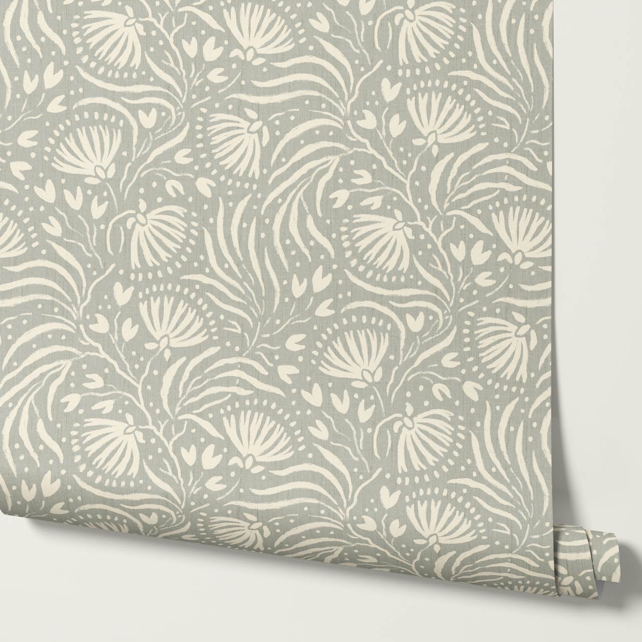 Salome Botanical Silhouettes Soft Olive Butter Wallpaper