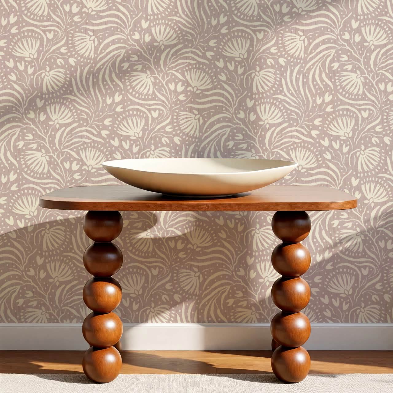 Salome Botanical Silhouettes Mauve Cream Wallpaper
