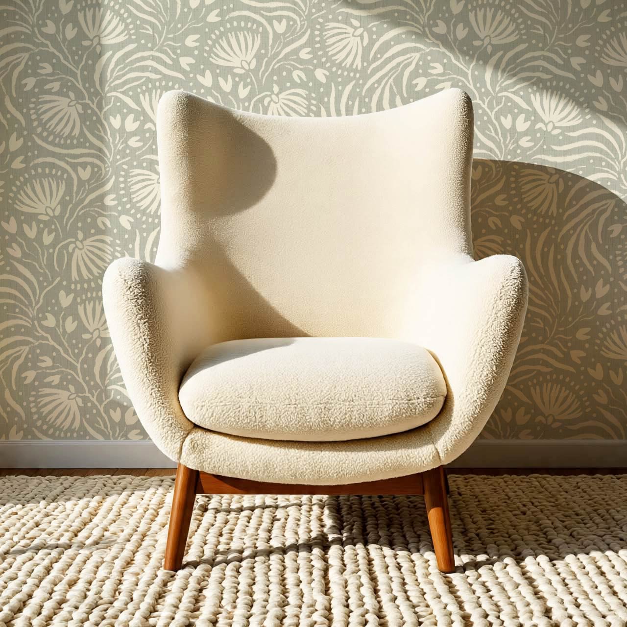 Salome Botanical Silhouettes Soft Olive Butter Wallpaper