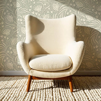 Salome Botanical Silhouettes Soft Olive Butter Wallpaper