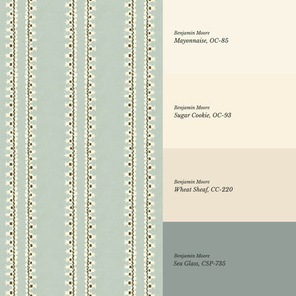 Salvadora Folk Stripes Mint Cream Wallpaper