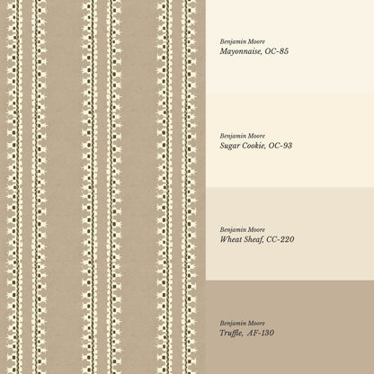 Salvadora Folk Stripes Taupe Cream Wallpaper