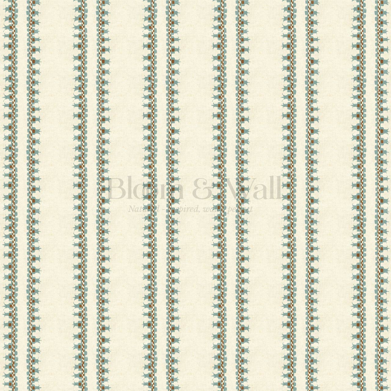 Salvadora Folk Stripes Ivory Teal Wallpaper