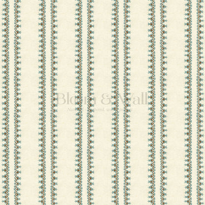 Salvadora Folk Stripes Ivory Teal Wallpaper