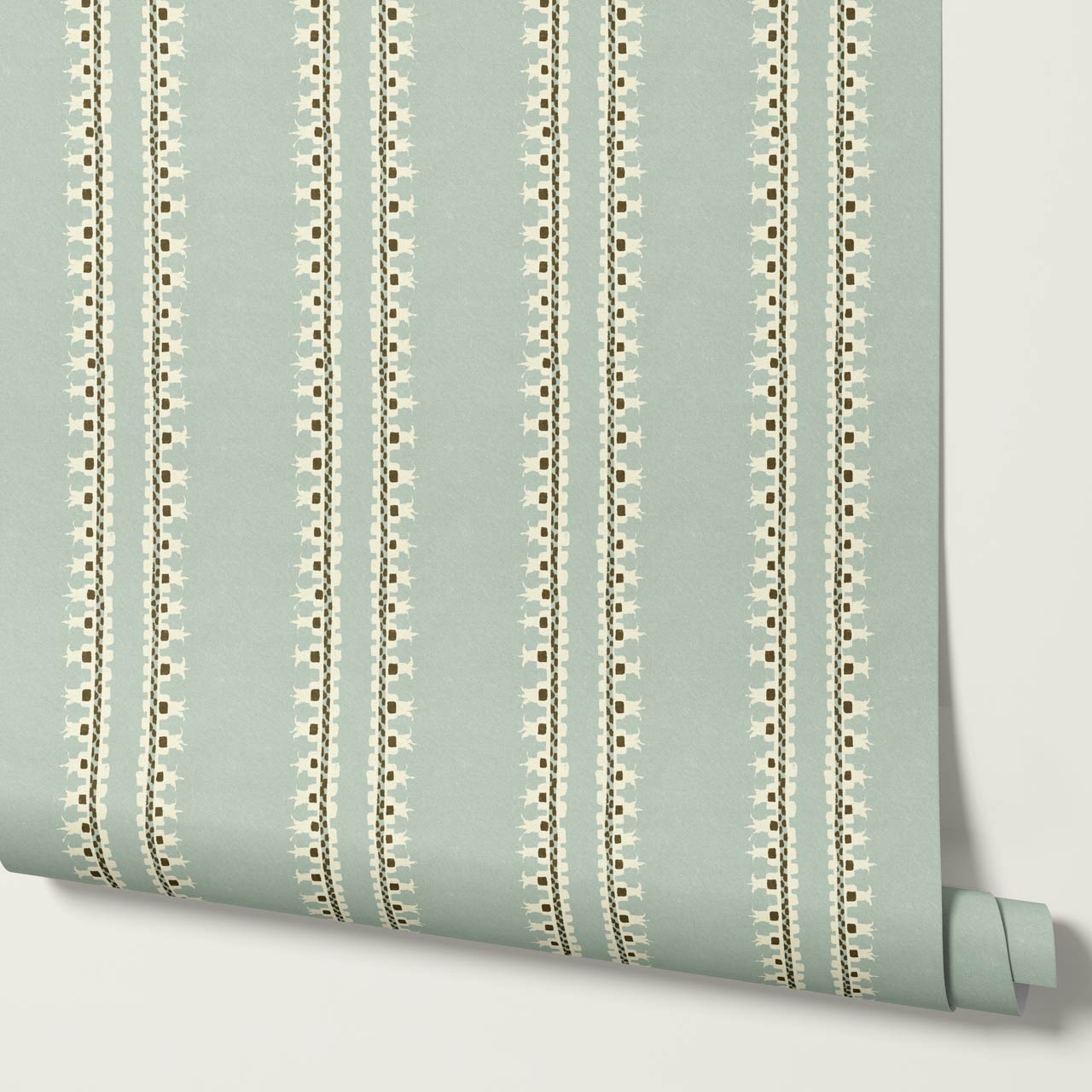 Salvadora Folk Stripes Mint Cream Wallpaper