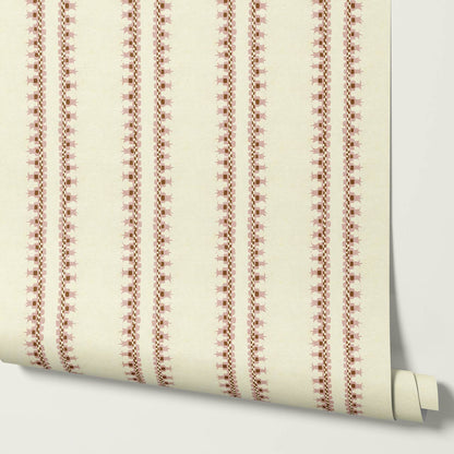 Salvadora Folk Stripes Rose Blush Butter Wallpaper