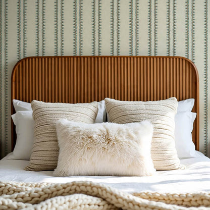 Salvadora Folk Stripes Ivory Teal Wallpaper