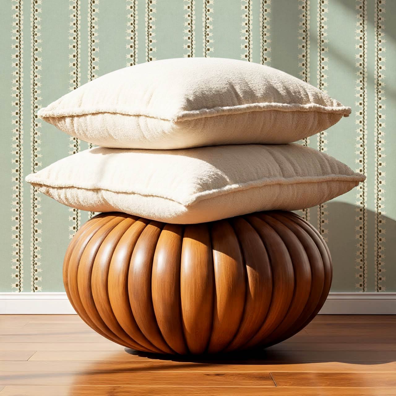 Salvadora Folk Stripes Mint Cream Wallpaper